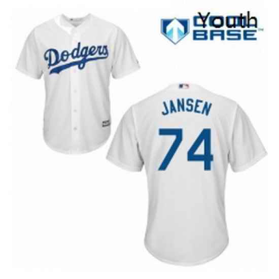 Youth Majestic Los Angeles Dodgers 74 Kenley Jansen Authentic White Home Cool Base MLB Jersey
